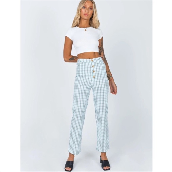 Princess Polly Berkley Pants in Green - Picture 1 of 7